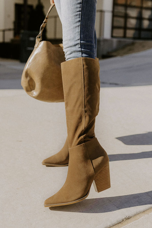 The Ulyssa Faux Suede Knee High Boot In Martini Olive