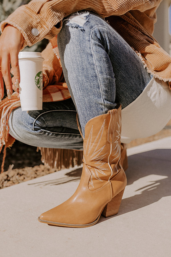 The Beau Faux Leather Cowboy Boot In Camel