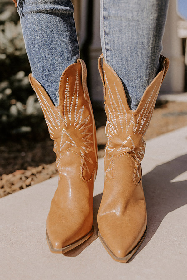 The Beau Faux Leather Cowboy Boot In Camel