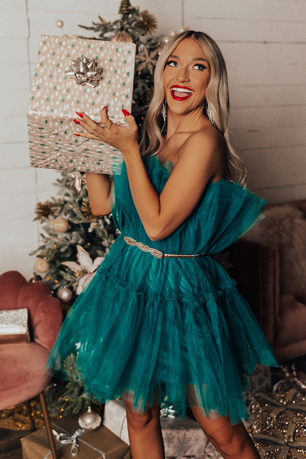 Frill Deal Tulle Mini Dress In Teal