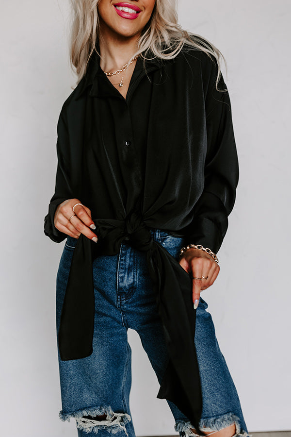 Try Your Luck Front Tie Top in Black