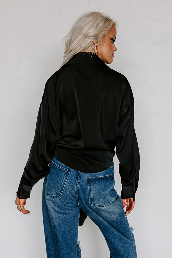 Try Your Luck Front Tie Top in Black