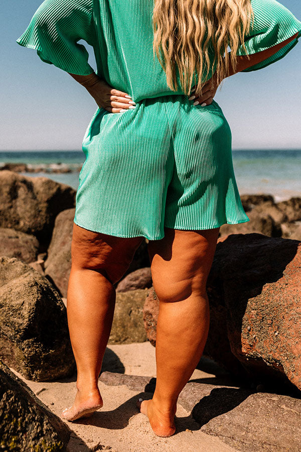 Tour The Town Pleated Shorts In Turquoise Curves