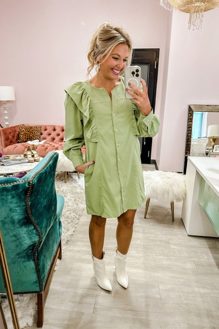 Porch Swing Sips Dress In Pear