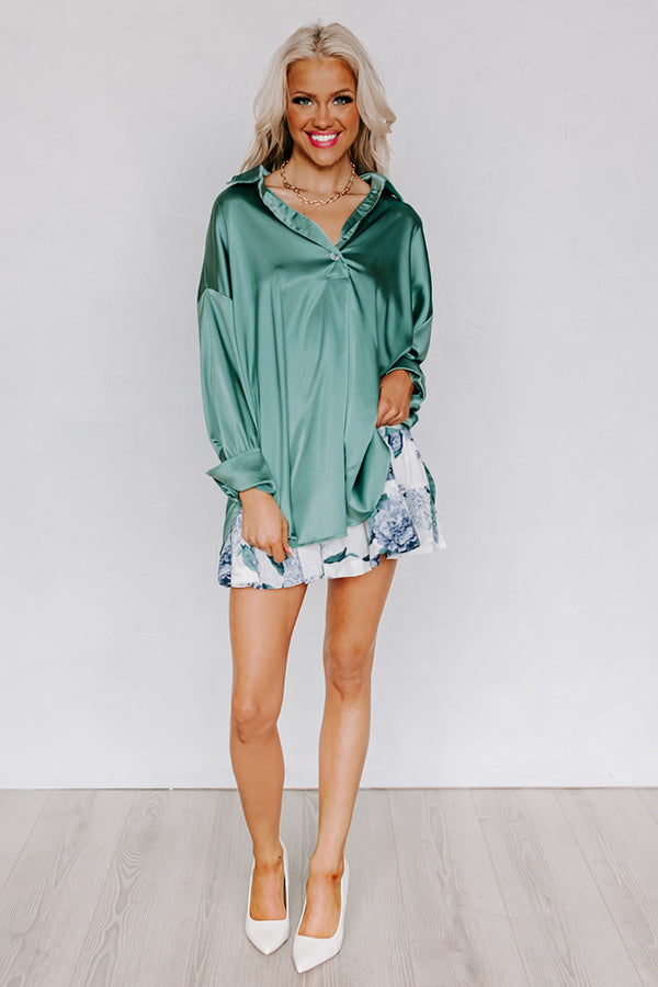Siren Song Satin Shift Top In Ocean Wave