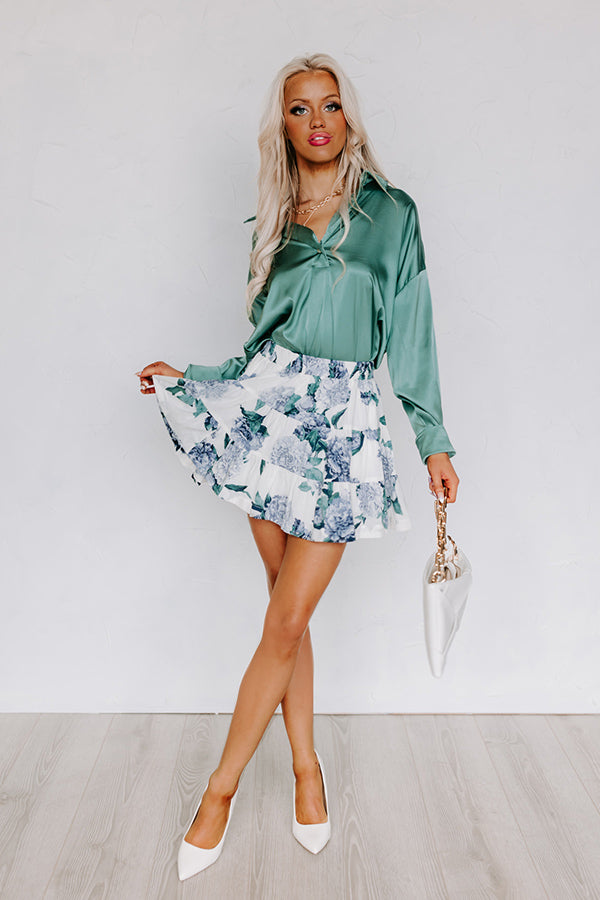 Siren Song Satin Shift Top In Ocean Wave