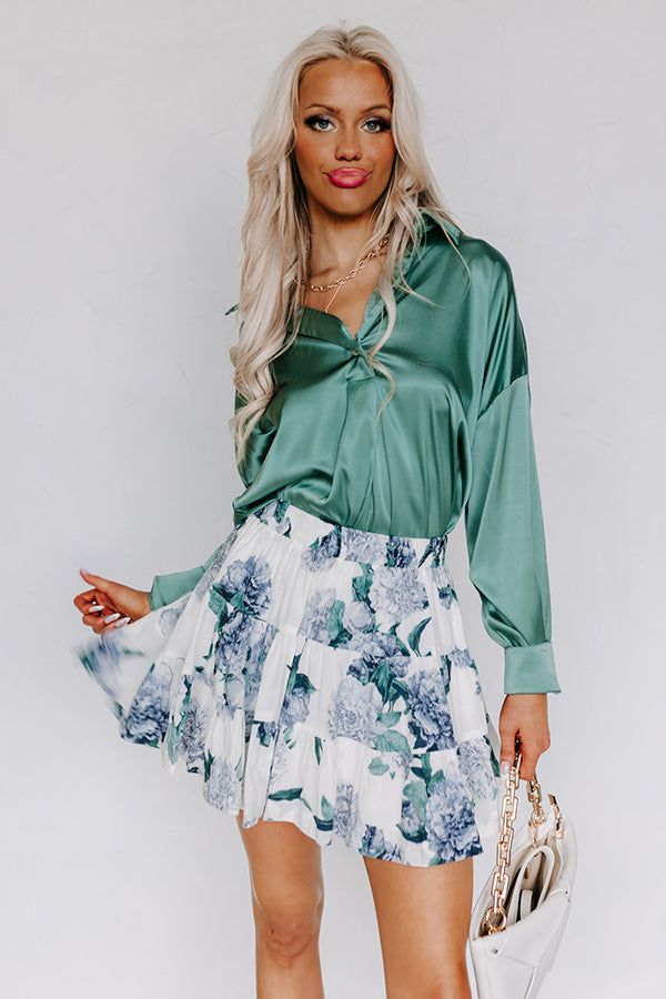 Siren Song Satin Shift Top In Ocean Wave