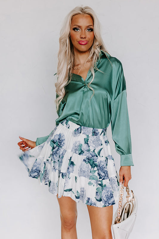 Siren Song Satin Shift Top In Ocean Wave