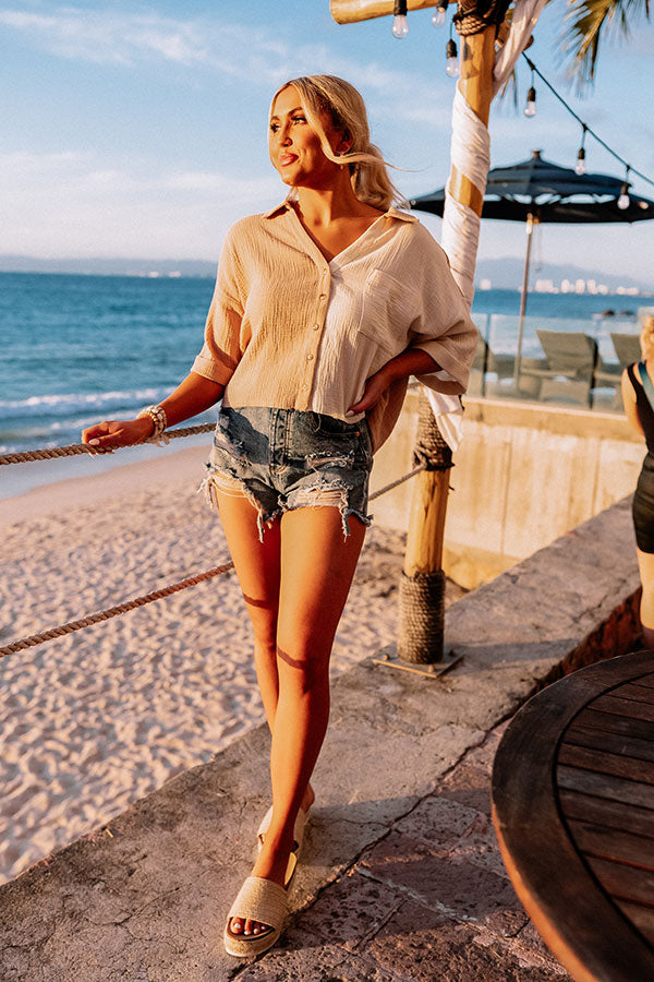 Summer Lover Colorblock Top In Iced Latte
