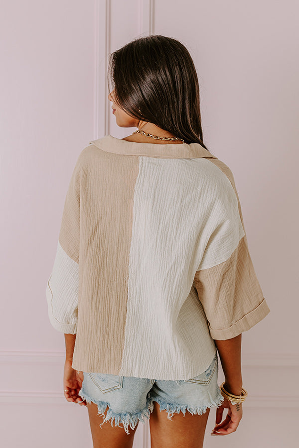 Summer Lover Colorblock Top In Iced Latte