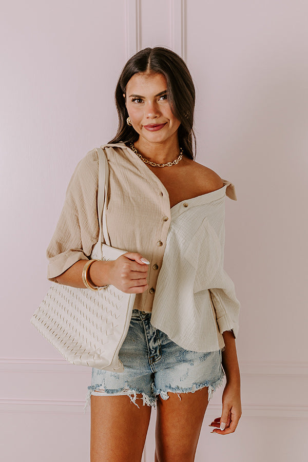 Summer Lover Colorblock Top In Iced Latte