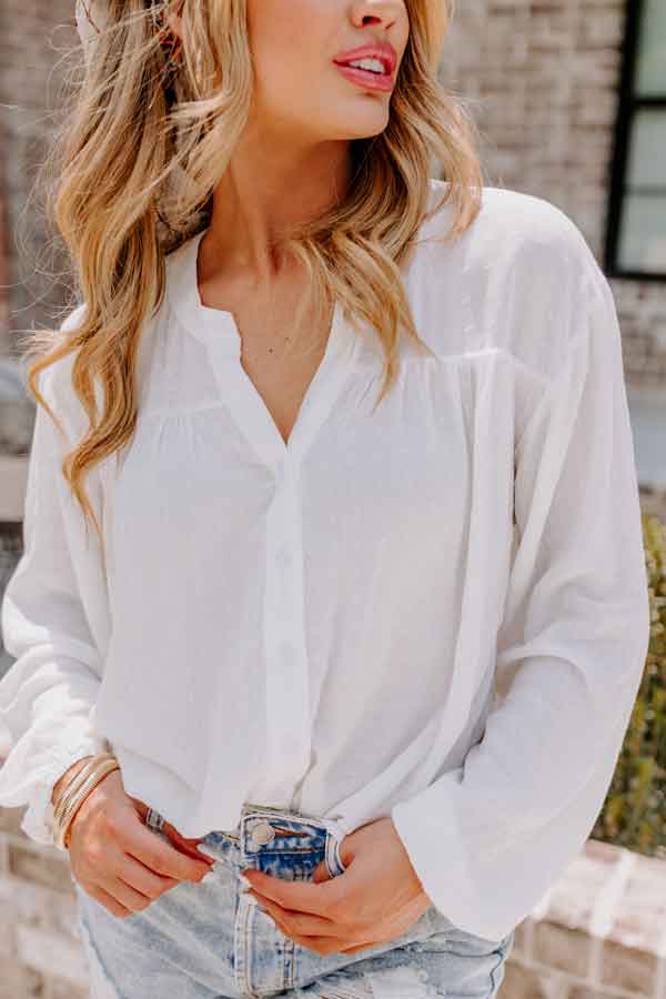 Shells By The Coast Button Up In White