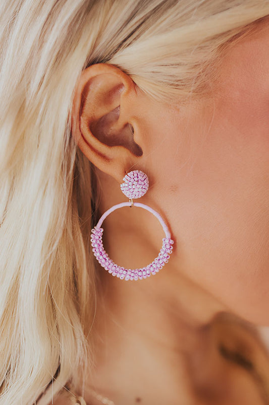 Wait And Smile Beaded Earrings In Lavender