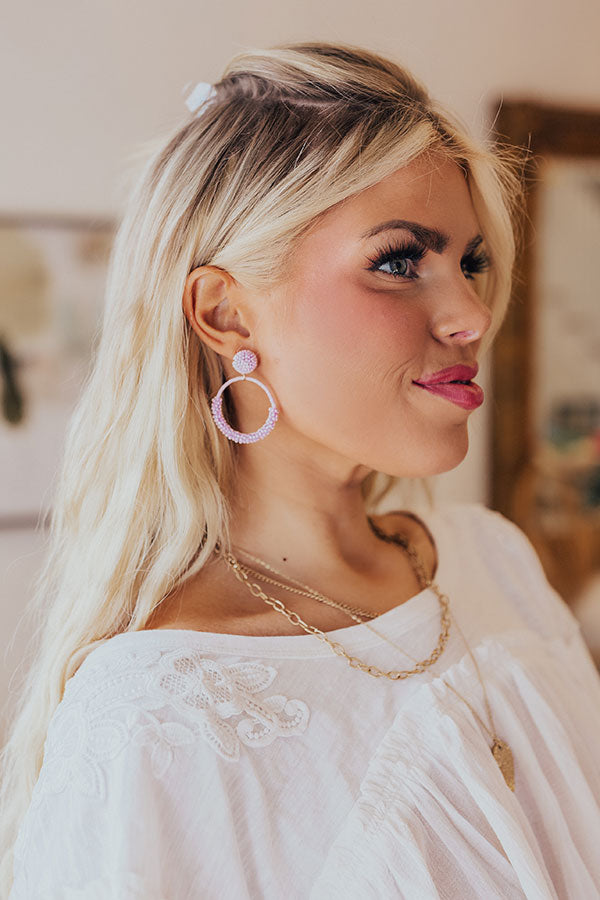 Wait And Smile Beaded Earrings In Lavender