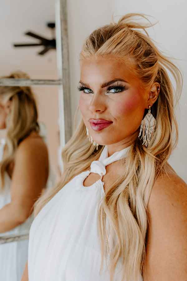 Porch Swing Sips Beaded Earrings In Ivory