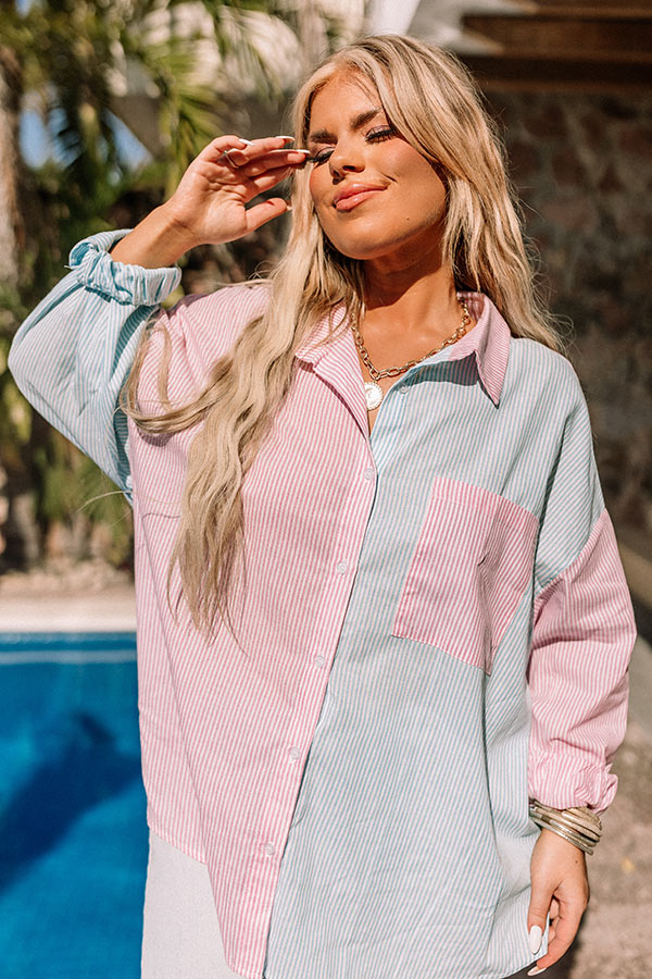 Fast Forward Colorblock Button Up Curves