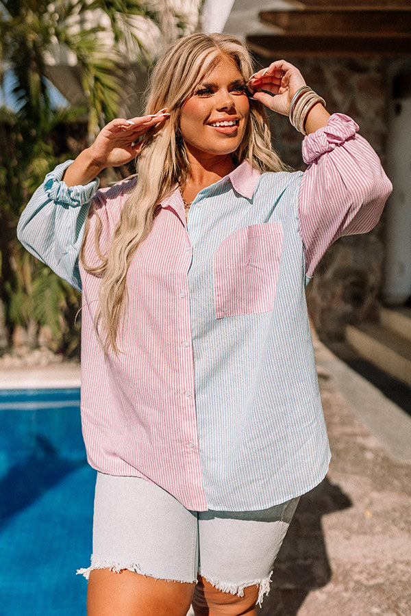 Fast Forward Colorblock Button Up Curves