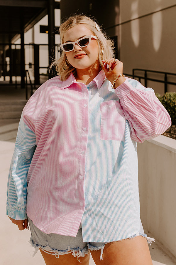 Fast Forward Colorblock Button Up Curves