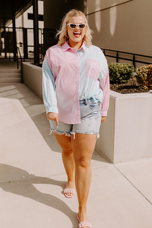 Fast Forward Colorblock Button Up Curves