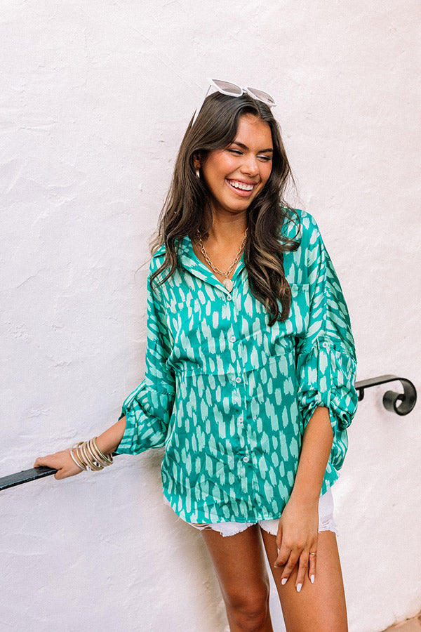 Sweetest Gesture Button Up In Turquoise