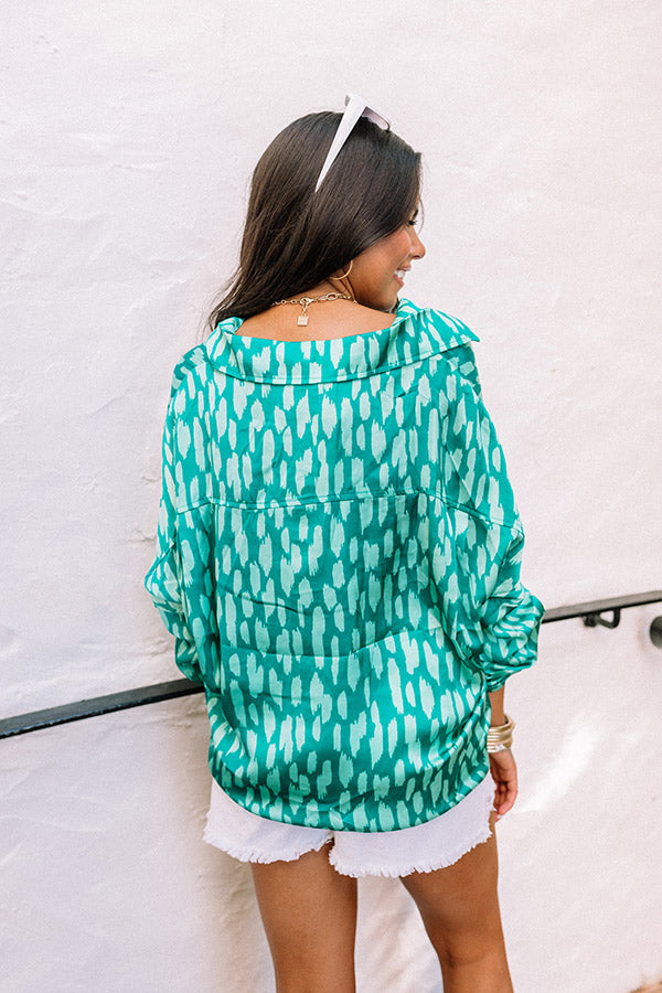 Sweetest Gesture Button Up In Turquoise