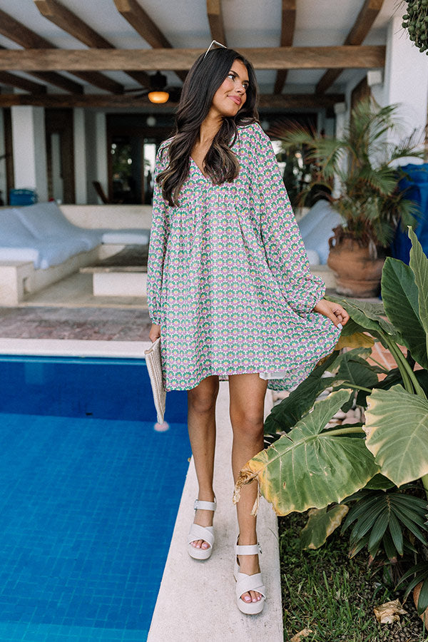 Party in Galveston Babydoll Dress in Green
