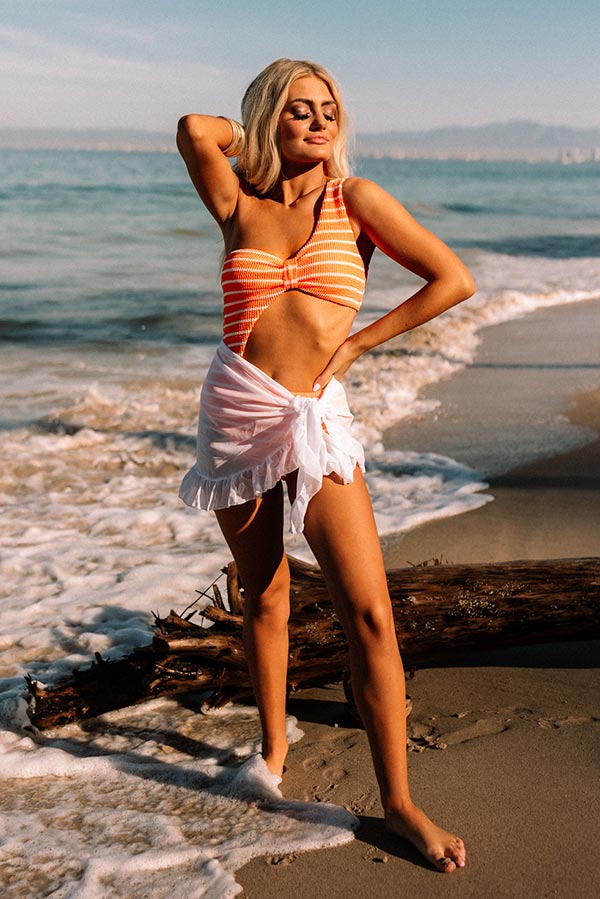 Clear Waters Ruffle Sarong In White