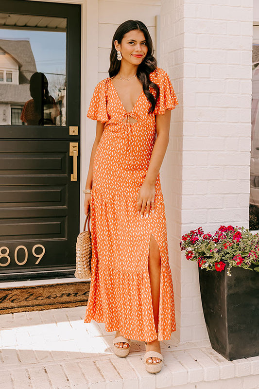 knee length dresses for ladies Paradise Passion Halter Maxi Dress in Tangerine – Impressions Outlet main image 1