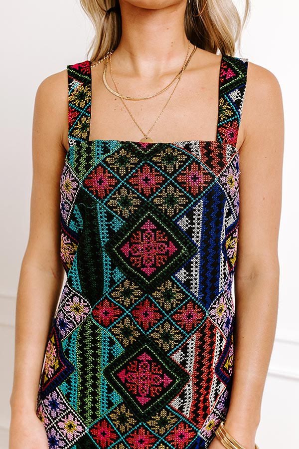 Moving To The Keys Embroidered Mini Dress