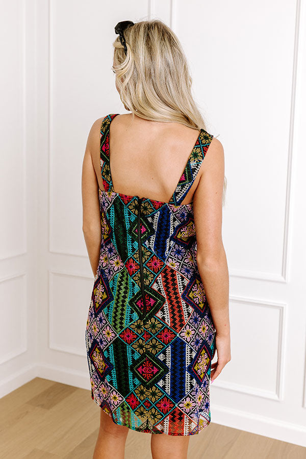 Moving To The Keys Embroidered Mini Dress