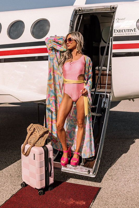 Yacht Cruise Cut Out One Piece Swimsuit in Pink