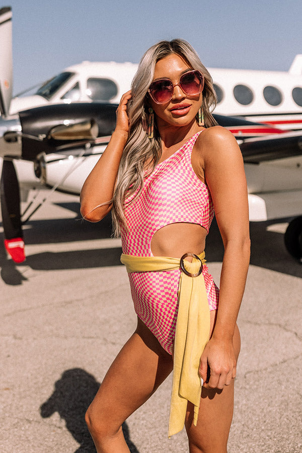 Yacht Cruise Cut Out One Piece Swimsuit in Pink