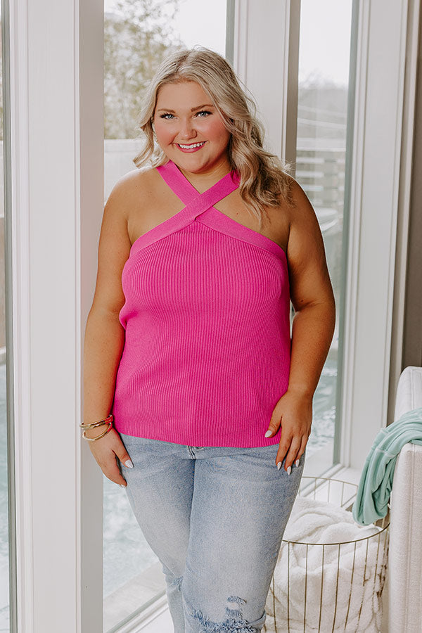 Enchanting Echoes Ribbed Top In Pink Curves