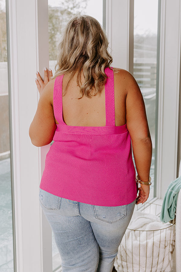 Enchanting Echoes Ribbed Top In Pink Curves