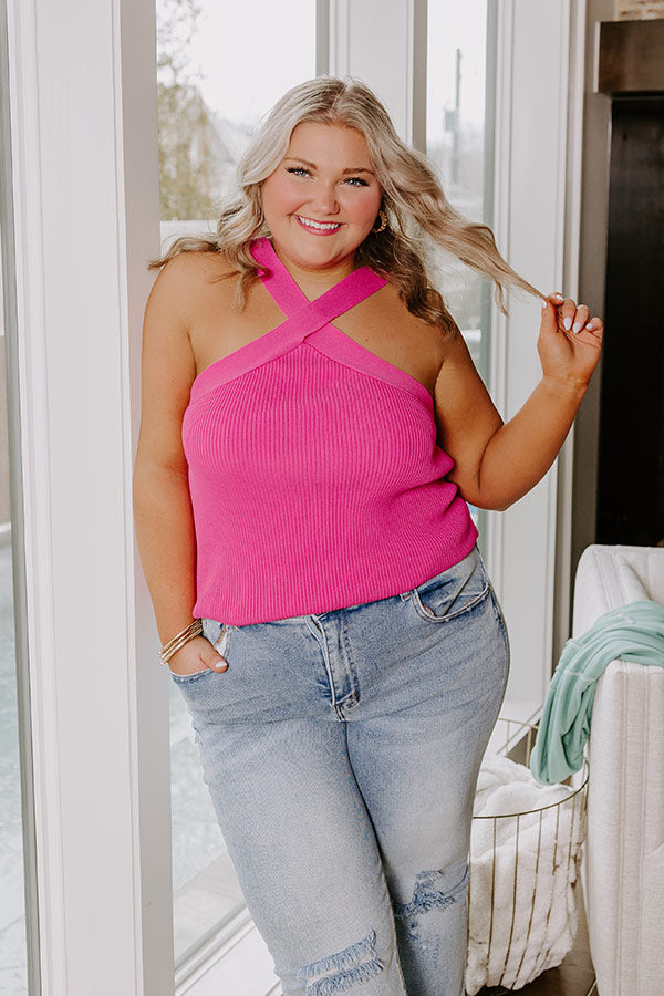 Enchanting Echoes Ribbed Top In Pink Curves