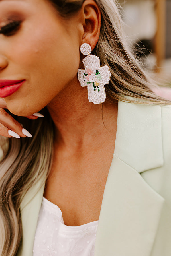 Radiant Blessings Beaded Earrings In White