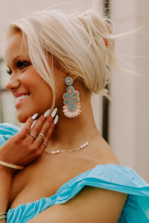 Sydney Sunrise Beaded Earrings In Peach