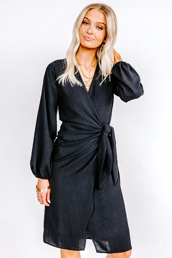 Effortless Nights Wrap Dress In Black – Impressions Outlet