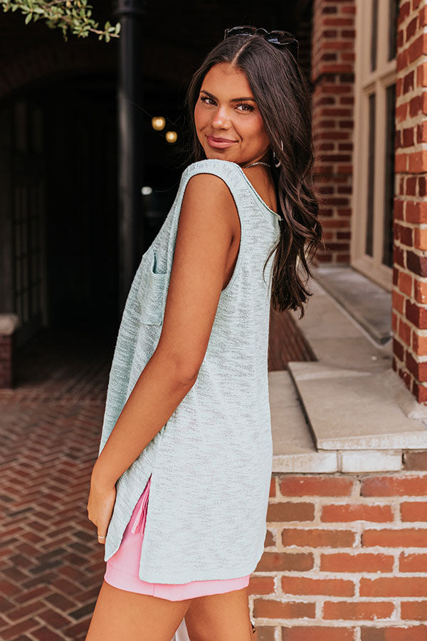 Shoreline Sanctuary Knit Top In Ocean Wave