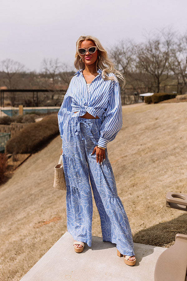 First Class Reservations Stripe Button Up in Blue