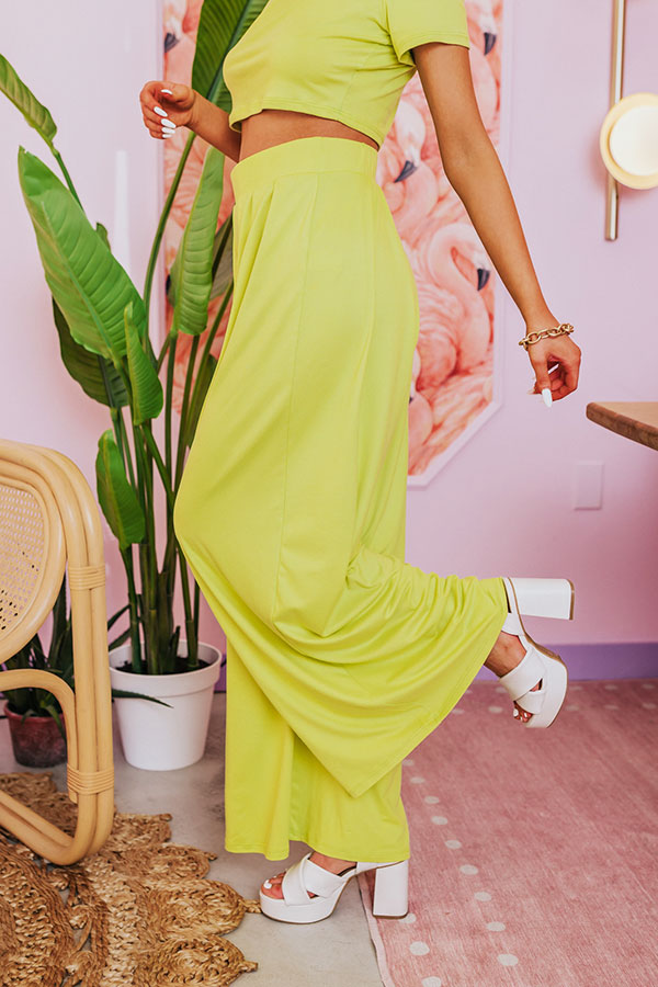 Divine Spark High Waist Pants In Lime Punch