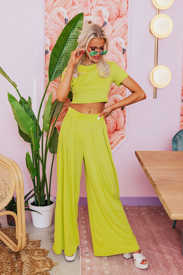 Divine Spark Crop Top In Lime Punch