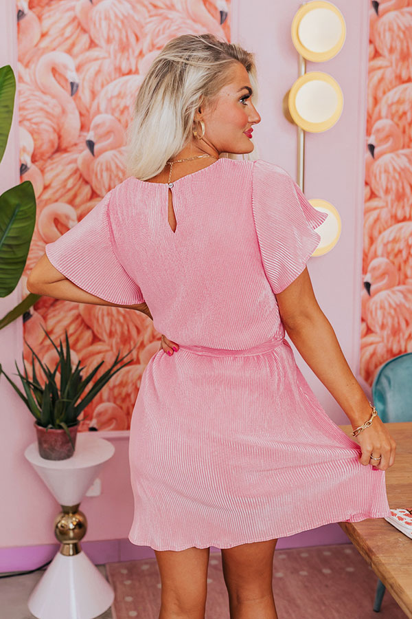 Flight Miles Pleated Dress In Pink