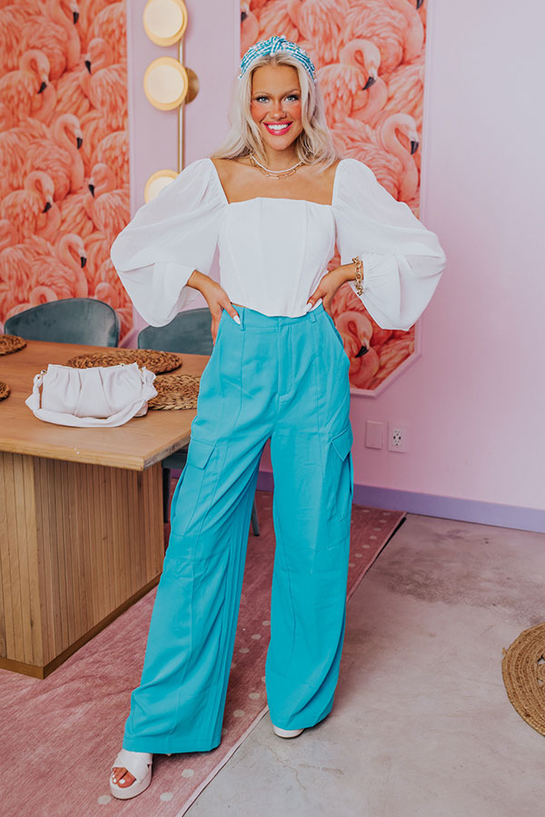 The Nikki High Waist Trousers In Sky Blue