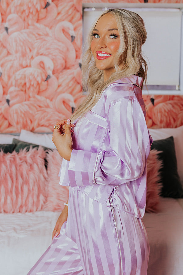 Unwind And Relax Pajama Top In Lavender