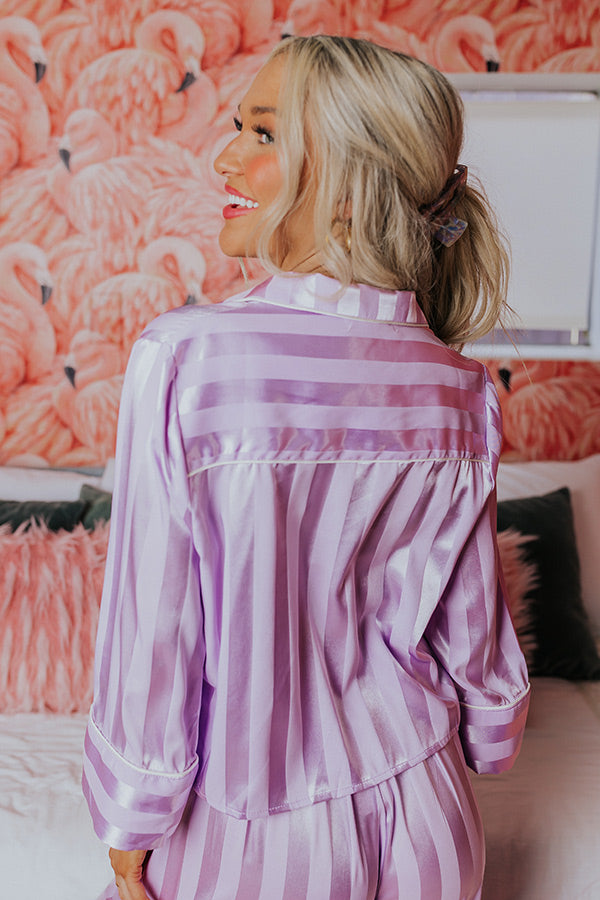 Unwind And Relax Pajama Top In Lavender