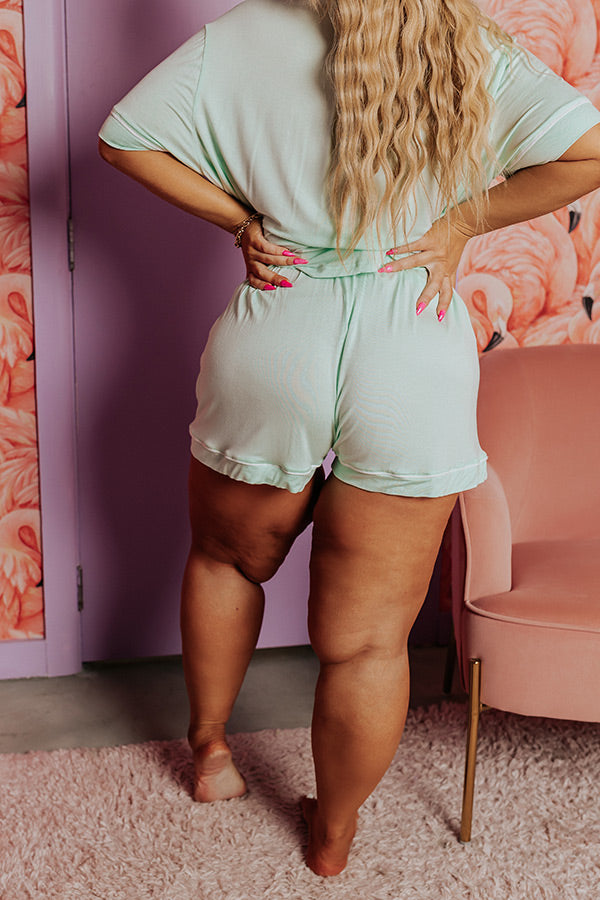 Classic Cuddles Pajama Shorts In Mint Curves