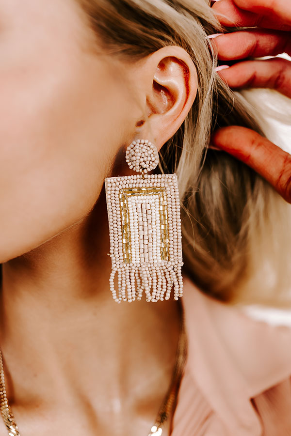 Malibu Pier Beaded Earrings In Light Blush