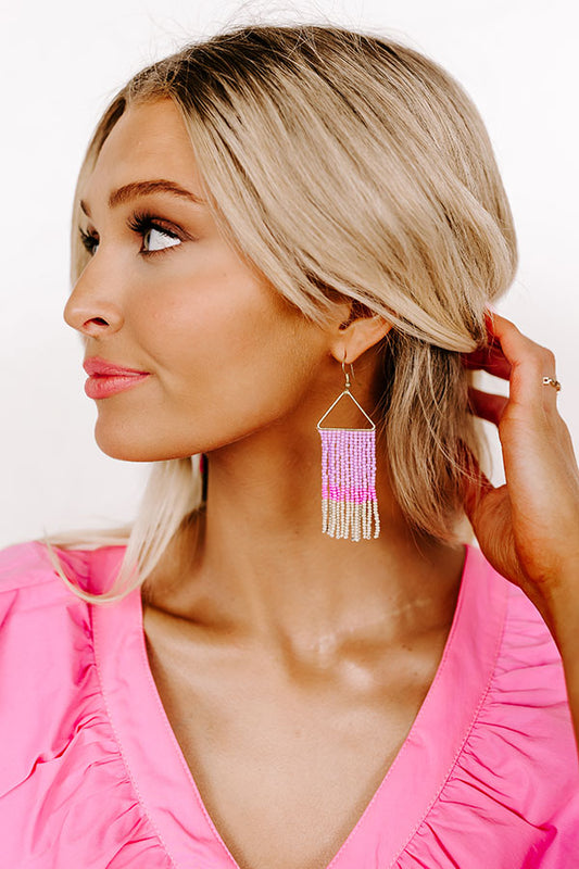 Dance Around Beaded Earrings in Dusty Purple