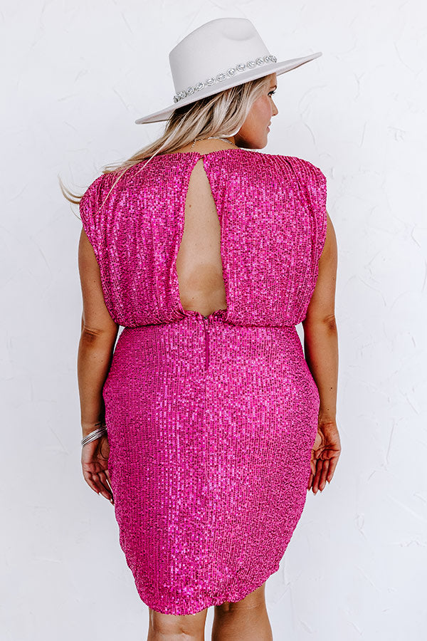 Music City Sweetie Sequin Dress in Pink Curves